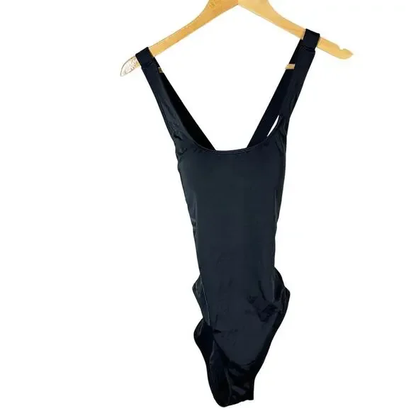 Andie The Tulum One Piece Black Swimsuit Size Large Crisscross Back